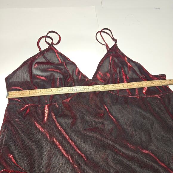 Gilligan & O'Malley Women XL Chemise Lingerie Reactive Shimmer Red Festival Y2K - Picture 9 of 12